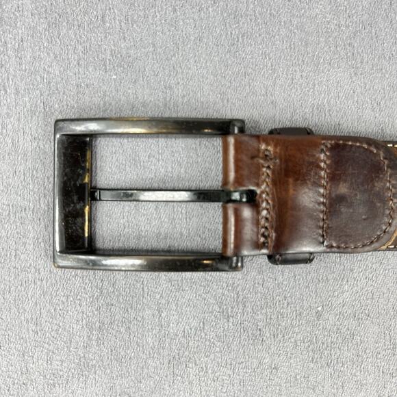 Mezlan Men’s Belt 4929 Brown Leather Woven Inlay Made in Spain Mens Size 36 - Picture 3 of 12